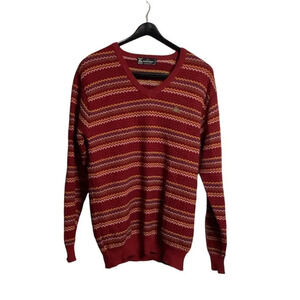 Vintage Monte  Carlo Collection Magna Pure New Wool Red Zigzag Striped Size 42